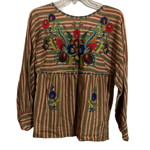 Ivy Jane Embroidered Striped Women's Top Size XS